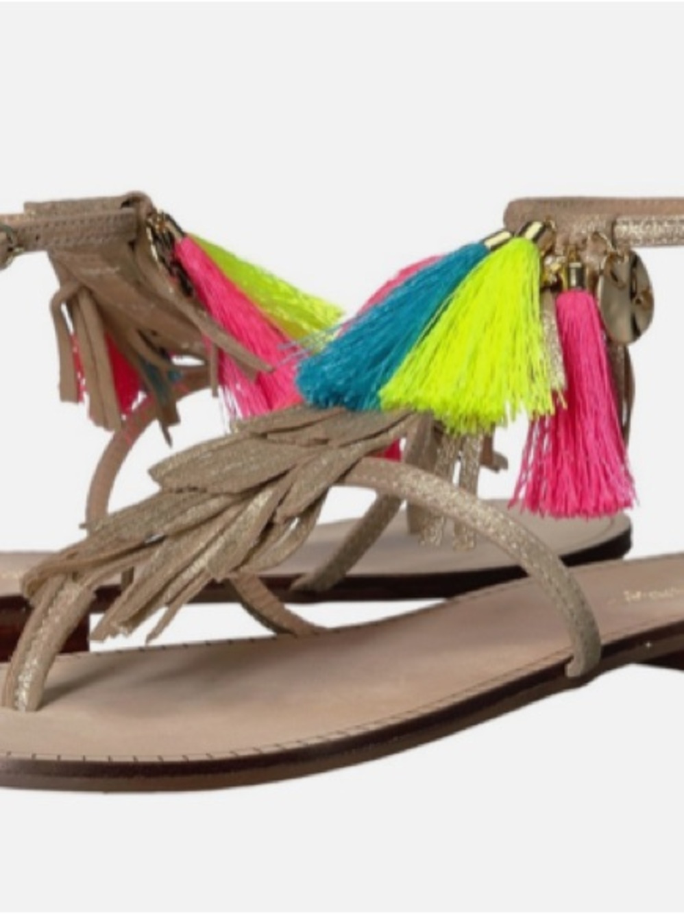 Lilly Pulitzer Gold Sandals with Neon Tassels - Picture 5 of 9